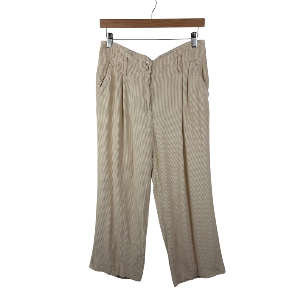 Sezane Cream Corduroy Wide Leg Trousers Pants Size 40 US 8 Minimalist Old Money